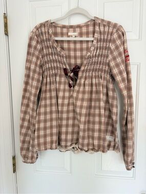 Odd Molly Plaid Peasant Blouse